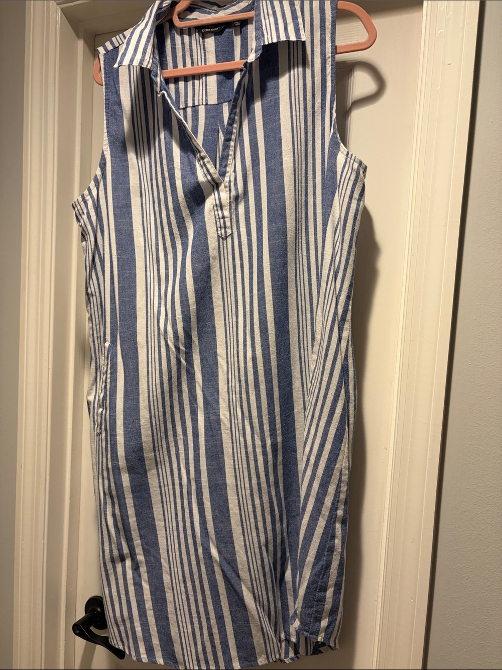Mlle Gabrielle Blue and White Striped Shirt Dress